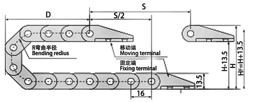 微型10系列拖鏈主要技術參數(shù)圖 微型10系列拖鏈主要技術參數(shù)圖